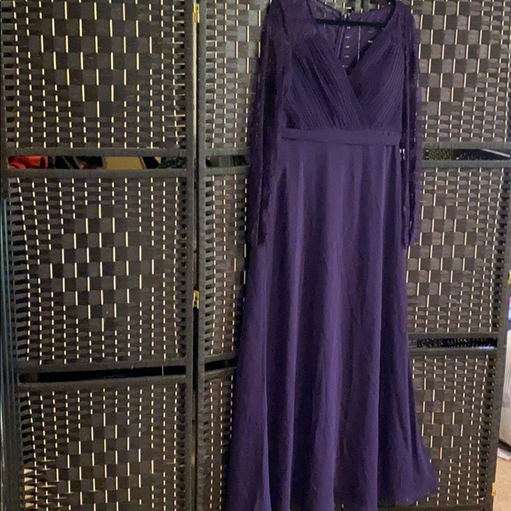 Long sleeve lace plum purple gown 12US size